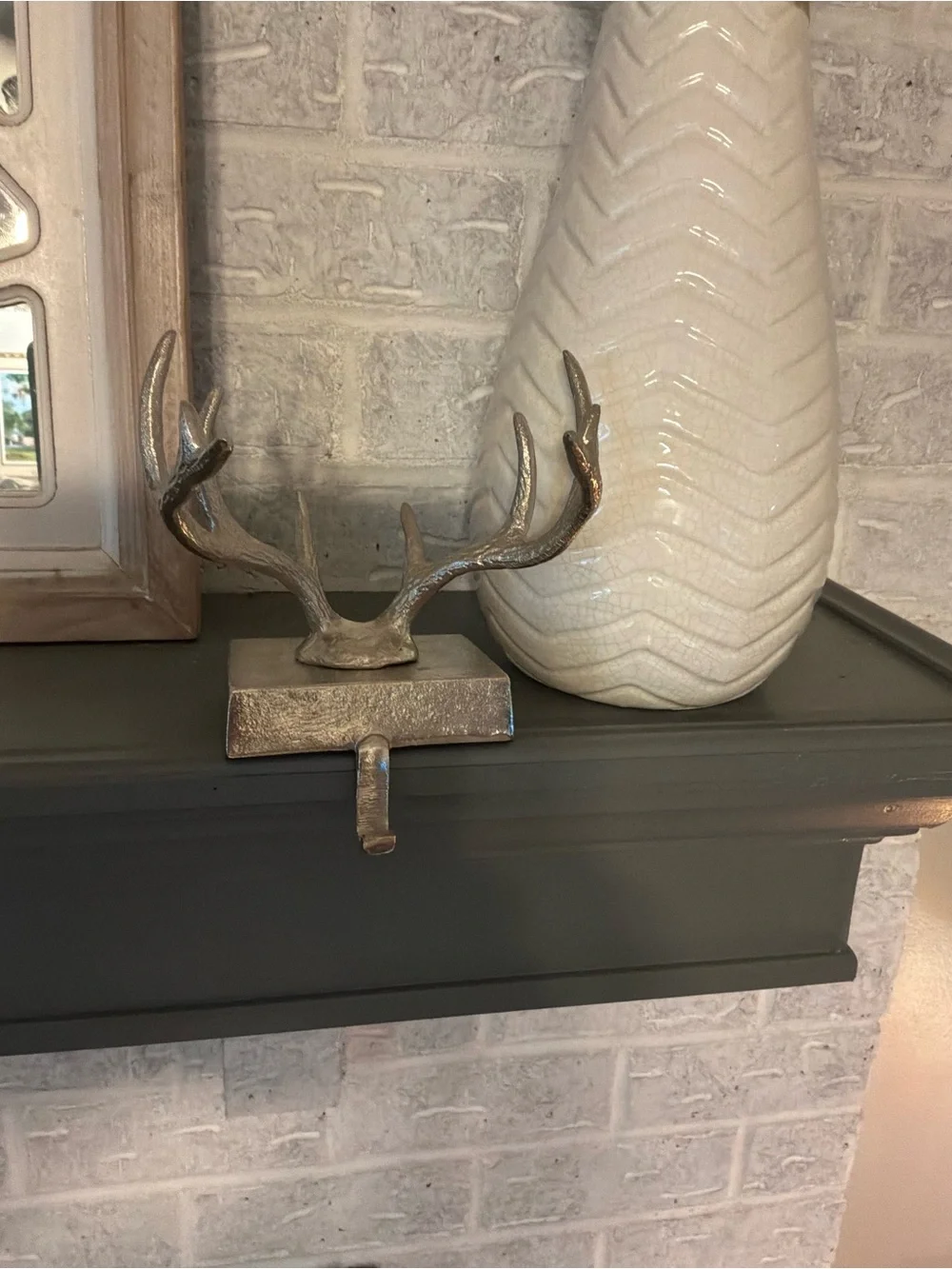 West Elm Metallic Silver  Antler Stocking Holder